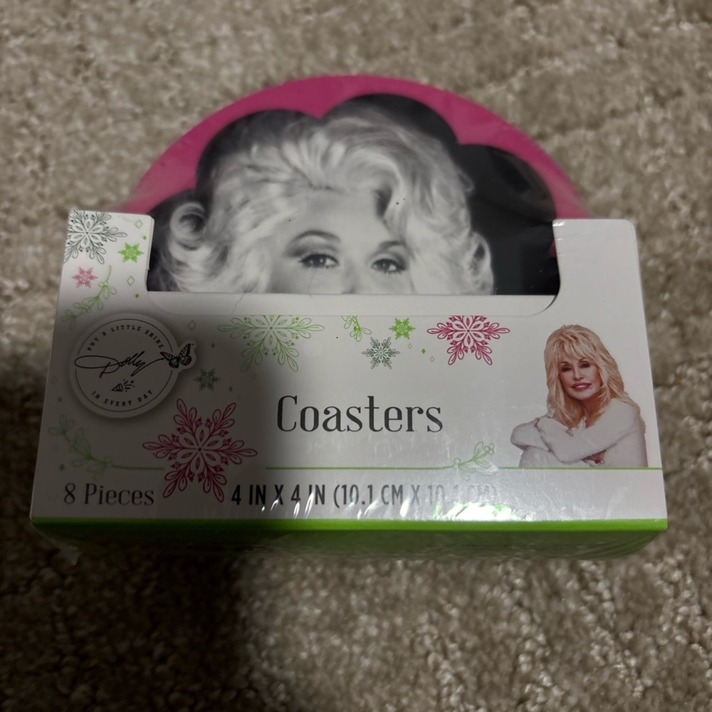 Sealed Unopened Dolly Parton Coasters - Set of 8 - 4" x 4"